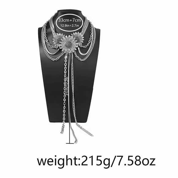 Vintage-Inspired Layered Sunflower Choker Necklace – Statement Piece - Picture 7 of 14